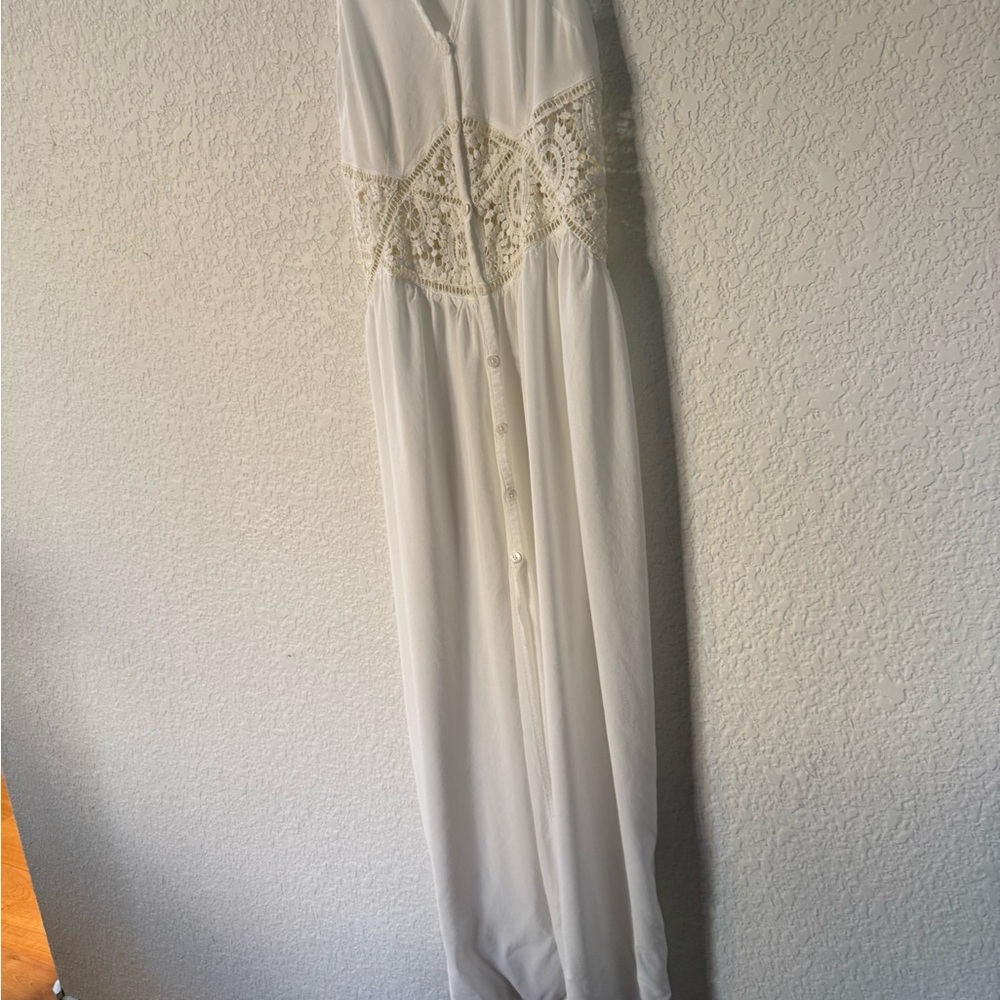 Kendall & Kylie White Crochet-Waist Button-Front Maxi Dress - Picture 12 of 15